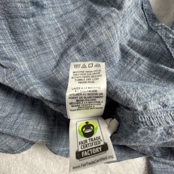 Aventura Womens Organic Cotton Long-Sleeve Button-Up Pullover Shirt Top XL Blue - Picture 5 of 9